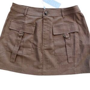 Brown Mini Skirt Pockets New Medium Sage the Label Linen & Cotton